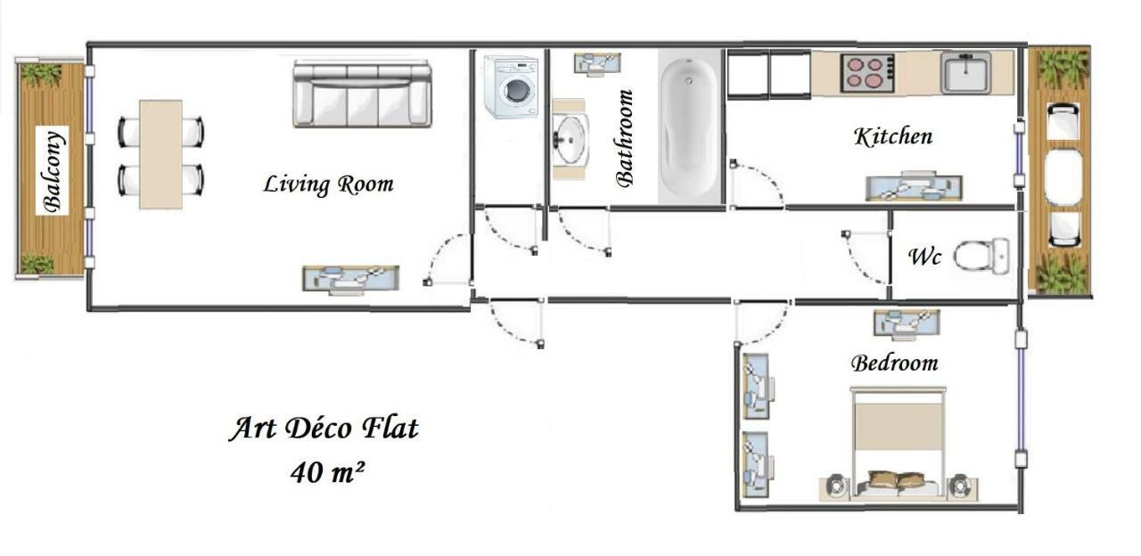 Nice Central Art Deco Flat 45 M² Экстерьер фото